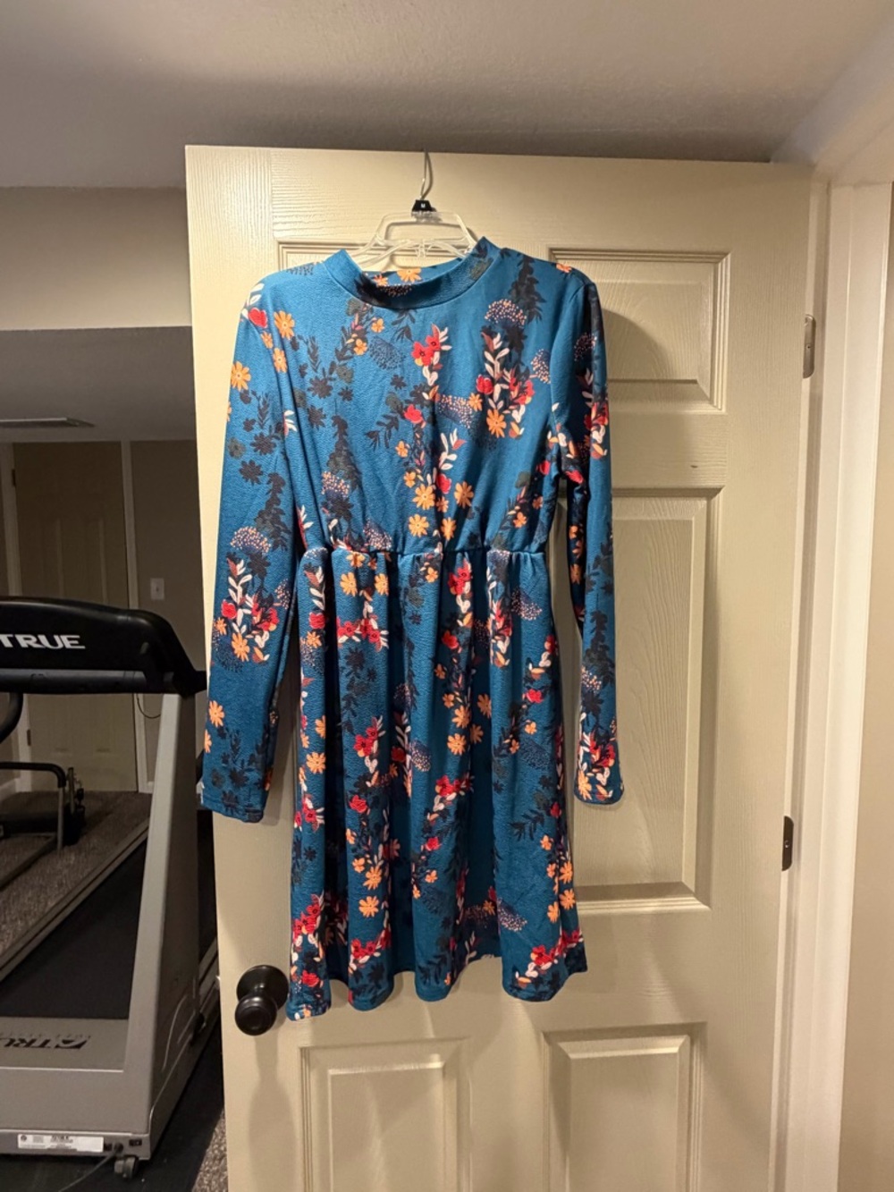 Womens’ Teal Floral Long-Sleeve Casual Dress by Emery Rose